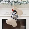 Christmas Decorations Navidad 2021 Burlap Bones Pendant Stocking Children Gift Candy Packaging Bag DIY For Home