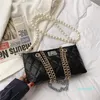 Vintage PU Läderväskor Enkla kvinnor 2021 Mode Pearl Chain Shoulder Handväska Lady Trend Handväskor Purses