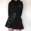 Single / Sets Wiosna Jesień Dark JK Uniform Garnitury Koszula z długimi rękawami + Plisowana spódnica Fashion Tooling Dwuczęście Trend Kobiet 210526