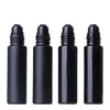 10ML Black Essential Oil Bottle Glass Roll On Perfume Crystal Roller Ball Bottles DH8560