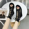 Sandals High Quality Gladiator Women Boot Peep Toe Hollow Out Lace Up Sexy Flat Shoes Woman Black AC899