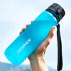 Water Bottle 1000ml Portable Leakproof Frosted Plastic Fruit Juice Outdoor Sport Travel Camping Drink 12 colours BPA Free 211122