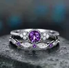 Mais novo Chegada CZ Anel de diamante para mulheres prata colorida rodada anéis de noivado conjunto moda casamento jewerly dia dos namorados presente