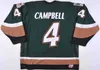 2006–07 #4 Ed Campbell Utah Grizzlies Game Herren-Hockey-Trikot, bestickt, genäht. Passen Sie eine beliebige Nummer und einen beliebigen Namen an