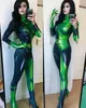 3D Gedrukt Halloween Super Villain Kim Mogelijke Shego Kostuum Vrouwelijke Zentai Suit Cosplay Kostuums
