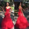 Beaded Evening Red Dresses Sweetheart Neckline 2021 Custom Made Tulle Floor Length Lace Up Back Prom Party Gown Formal Ocn Wear Vestido