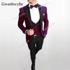 2020 Mężczyźni garnitury pana młodego Nosze smoking 3-częściowy garnitury ślubne Groomsmen Najlepszy człowiek Formalny garnitur