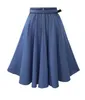 Осенняя зимняя мода Женщины юбка винтажная ретро -плиссированная плиссированная юбка Джинсовая юбка