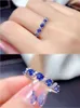 Fashion Chic Small Blue Crystal Topaz Gemstones Zircon Diamonds Anneaux pour les femmes Bijoux Couleur argentée en or blanc