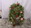 Decoraciones de boda, plantas artificiales, flores, guirnalda de eucalipto con rosas blancas, hojas verdes, telón de fondo, decoración de mesa de pared para fiesta