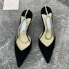 Famous Lady Saeda Sandals Sexy Pointed Toe Women Pumps Crystals Strap Nice Sandalias Bridals Wedding Party Sexys High Heels