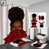 アフリカ系アメリカ人の黒人女性プリントシャワーカーテンセット防水バスルームカーテンソフトアンチスリップバスラグトイレカバーカーペット2238p