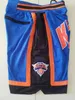 Shorts de basquete Knicks Blue Justin White Bordeded Pocket2484655