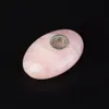 Mini Portable Pink Rose Quartz Crystal Palm Gemstone Rökning Tobacco Weed Herb Pipe Cigarette Tillbehör med 3 st gratis filter och 1pc borste