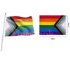 90 * 150 cm Regenbogenfahnen Lesben Gay Pride Polyester LGBT Flagge Banner Hand winken Festival Party Supplies DD021