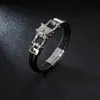 Linkkette Vintage Herren HipHop Edelstahl Schwarz Leder Riesige Wolfende Ende Bangelarmband Weihnachtsgeschenk Vater HABTER GEFÜGENE GEFÜHRTEN LINK1751530