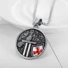 Hänge Halsband Vintage Punk Knight Templar Cross För Män Biker Red Crusader Amulet Rostfritt stål Halsband Smycken Present Partihandel