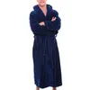 メンズスプリーウェアファッションカジュアルメンズバスローブフランネルローブフード付き長袖カップルメンズウーマンぬいぐるShawl Kimono暖かい男性バスローブコート