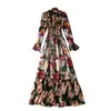 High Quality 2022 New Fashion Long Dress Women's Full Sleeve Amazing Printed Waist Elasticated Vintage Beach Chiffon Long Dresses