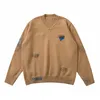 Long Sleeve V-Neck Brown Adererror Pullover Embroidery Sweater Men Women 1:1 Best Quality Ader Error Hoodie Sweatshirts