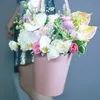 Present Wrap Flower Leather Boxar med Handhold Hug Bucket Rose Florist Portable Wedding Party Home Packing Packaging Box Bag