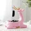 Heminredning Tillbehör Moderna för Hem Desktop Key Telefon Förvaring Box Living Room Ornaments Resin Deer Figurines Presenter 210804