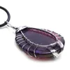 Natural Gemstone Amethyst Pendant Decor Crystal Healing Chakra Reiki Stone Bead Pendant Necklace