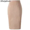 Neophil Winter Mujer Suede Midi Lápiz Falda Cintura Alta Gris Rosa XXL Estilo Sexy Stretch Wrap Señoras Oficina Trabajo Saia S1009 210309