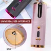 Bezprzewodowa automatyczna lokówka do włosów Przenośna USB Akumulator obracający się Curling Iron Women Girl LCD Wyświetlacz Curly Machine Styling Tool