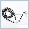 Hängsmycke Halsband Hängsmycken Smycken Mens Katolska Rosary Halsband för kvinnor Kristen Jesus Jungfru Maria Cross Crucifix Galss Beaded Chains