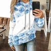 Women Long Sleeve Christmas Pattern Print Hooded Sweatshirt Fall Winter Drawstring Loose Sweatshirt Elegant Casual Pullover Tops 211109