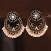 Vintage grande fleur creux géométrique indien boucles d'oreilles pour femmes Pendientes émail bohème rétro Antique or perle perles boucles d'oreilles