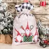 Christmas Santa Sack Gift Bags with Drawstring Gnome Buffalo Plaid Holiday Party Favors Xmas Decorations XBJK2111