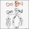 Stud Earrings Jewelry Authentic S925 Sterling Sier Glittering Eternal Symbol Flower Knot Womens Fashion Gifts Drop Delivery 2021 Ldxmt