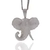 Pendentif Colliers Hip Hop Zircon Cubique Pave Bling Glacé Éléphant Animal Pendentifs Collier Pour Hommes Femmes Bijoux De Mode Or 245f