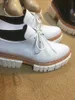 Envio de pele de ovelha grátis 2021 nova plataforma de couro Summer Sapatos casuais redondos de 6,5 cm de salto de salto Up Up White Color Tamanho 34-43 5