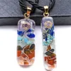 Reiki Healing Kolorowe frytki Kamień Siedem Chakra Orgone Energia Wisiorek Naszyjniki Pendulum Amulet Orgonite Crystal Naszyjnik