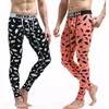 Roupas de dormir masculinas roupas térmicas moda casual masculinas de inverno leggings de algodão calças compridas de cintura baixa estampadas roupas íntimas masculinas