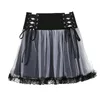 Rokken e meisje hoge taille gotische rok vrouwen kanten mesh harajuku anime cosplay mini vintage donkere academia goth esthetische kleding