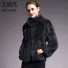 Женщины подлинный кролика меховые пальто сплошной женской стойки воротник воротник Rex кролика шерсть зимняя мода реальный мех пальто куртки 13 цветов 21110
