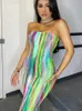 Maxi abiti estivi da donna firmati casual Abito sexy con spalle scoperte Busto avvolgente Gonna lunga Abbigliamento con stampa tie-dye alla moda