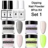 Nicole dagboek 8pcs / set matte natuurlijke droge kristallen poeder nail art decoratie carving glitter