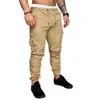 Casual Joggers Pants Cargo Solid Color Men Cotton Elastic Long Trousers pantalon homme Military Army Pants Men Leggings 211201