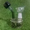 5 tums Mini Glass Hookah Recycler Oil Rig Tjocka Vatten Bongs DAB Riggar med känsliga mönster och skål eller bärkare 14mm