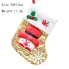 Bling Christmas Stockings Christmas Ornament Santa Snowman Figurine Sequin Small Gift Bag Knife Fork Cover Set For Home Party Dinner GGE1784