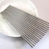 Bacchette 1 paio di bacchette in acciaio inossidabile per sushi di grado quadrato in metallo argento cinese bacchette riutilizzabili utensili da cucina