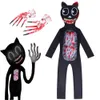 Хэллоуин костюмы для детей аниме черный кот Косплей мальчики девочек боди и перчатки мультфильм динамики карнавальные вечеринки одежда Q0910