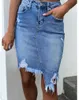 Spódnice kobieta letnia dżinsowa spódnica moda swobodny nieregularny dżinsy seksowne szczupły mini s-xl kropla