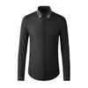 Blå Hav och Stjärnor Kinesisk stil Broderi Shirt Man Märke Design Full Sleeve Elegant Slim Casual Shirts