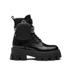 F/W Monolith Ankle Boot Brushed Leather Nylon Women's Combat Boots Chunky Lug Sole Rain Footwear Lady Martin Motorcycle Booty